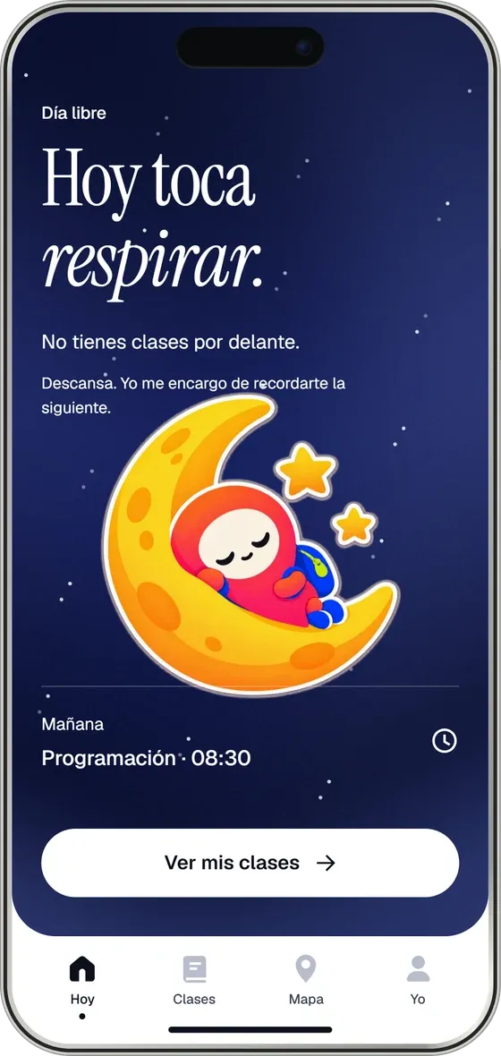 Pantalla Día libre: hoy no hay clases.